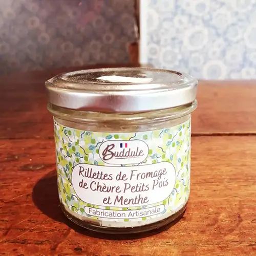 Rillettes de fromage de chèvre petits pois et menthe