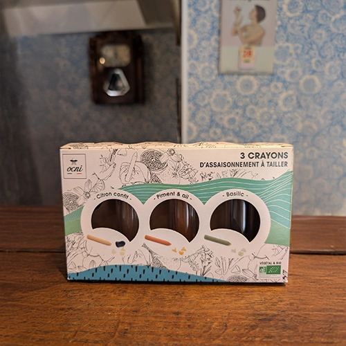 Coffret 3 crayons découverte citron confit piment et ail basilic