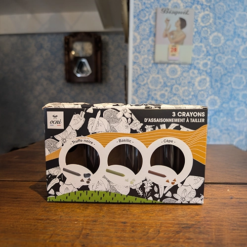 Coffret 3 crayons festin festif truffe noire basilic et cépe